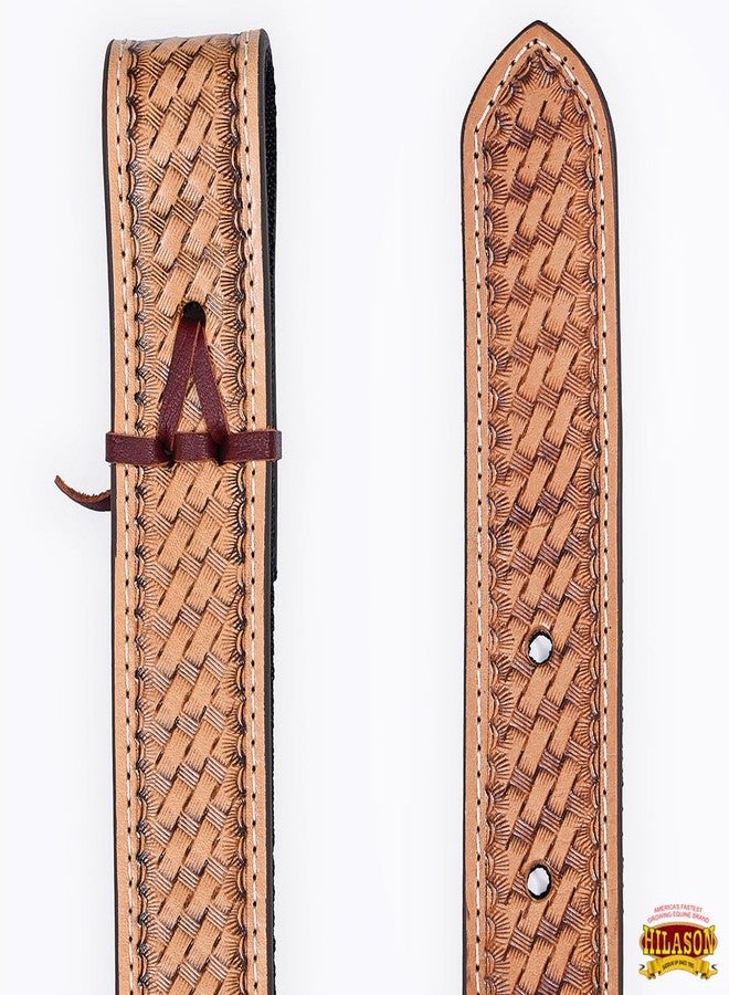 HILASON Western Leather Horse Saddle Back Billets with Basket Weave Tooled - Image 3